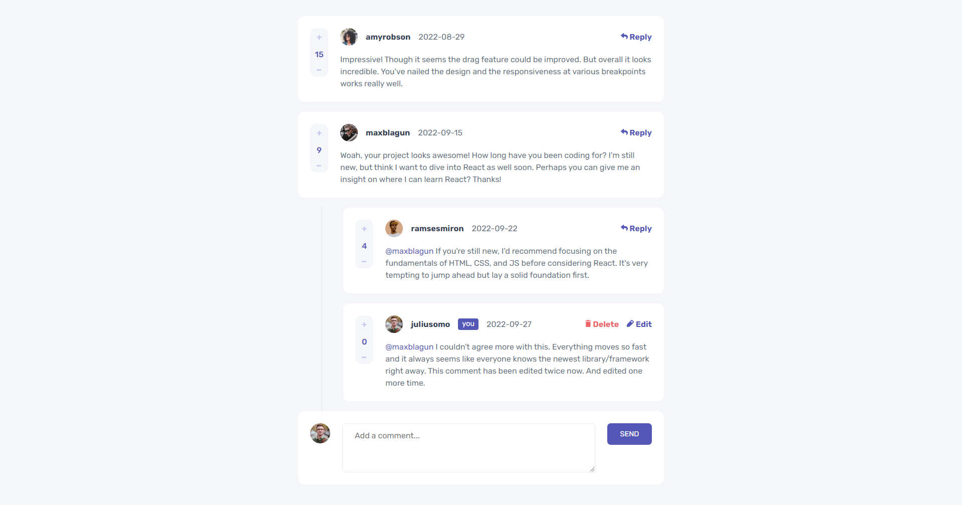 Screenshot of project